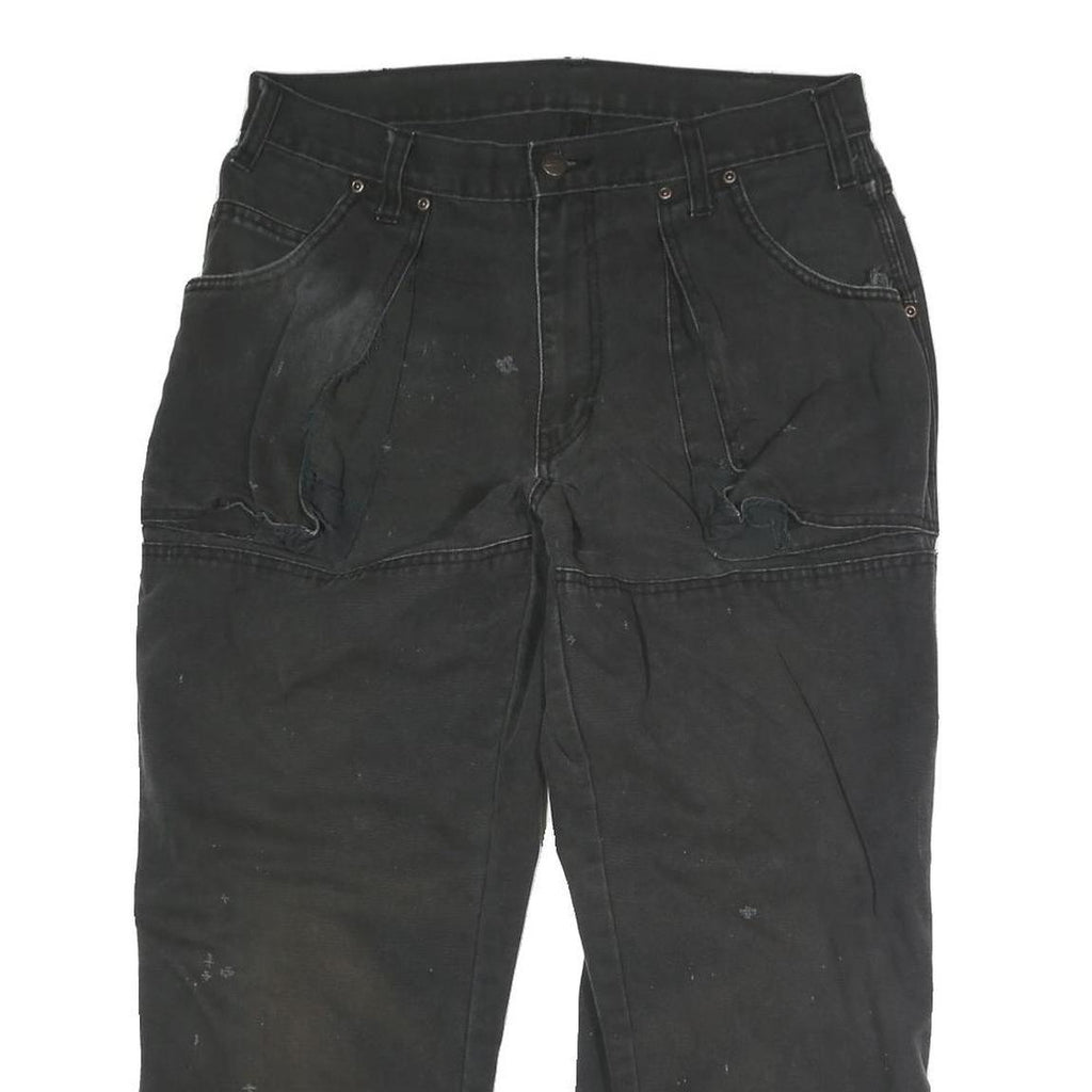 DICKIES Mens Regular Fit Black Workwear Cotton Blend Jeans W32 L25 Button