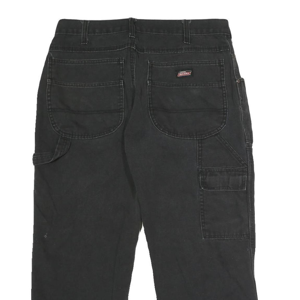 DICKIES Mens Regular Fit Black Workwear Cotton Blend Jeans W32 L25 Button
