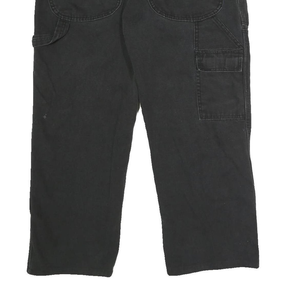 DICKIES Mens Regular Fit Black Workwear Cotton Blend Jeans W32 L25 Button