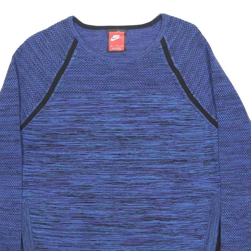 NIKE Womens Blue Patterned Cotton Blend Jumper Crew Neck M Lightweight Comfort