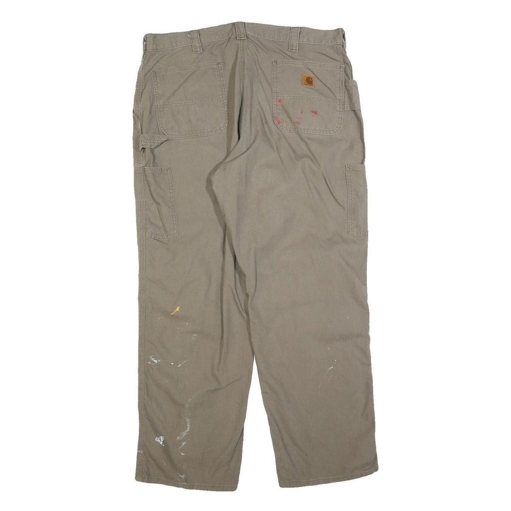 CARHARTT Mens Cotton Blend Relaxed Beige Workwear Trousers W40 L32