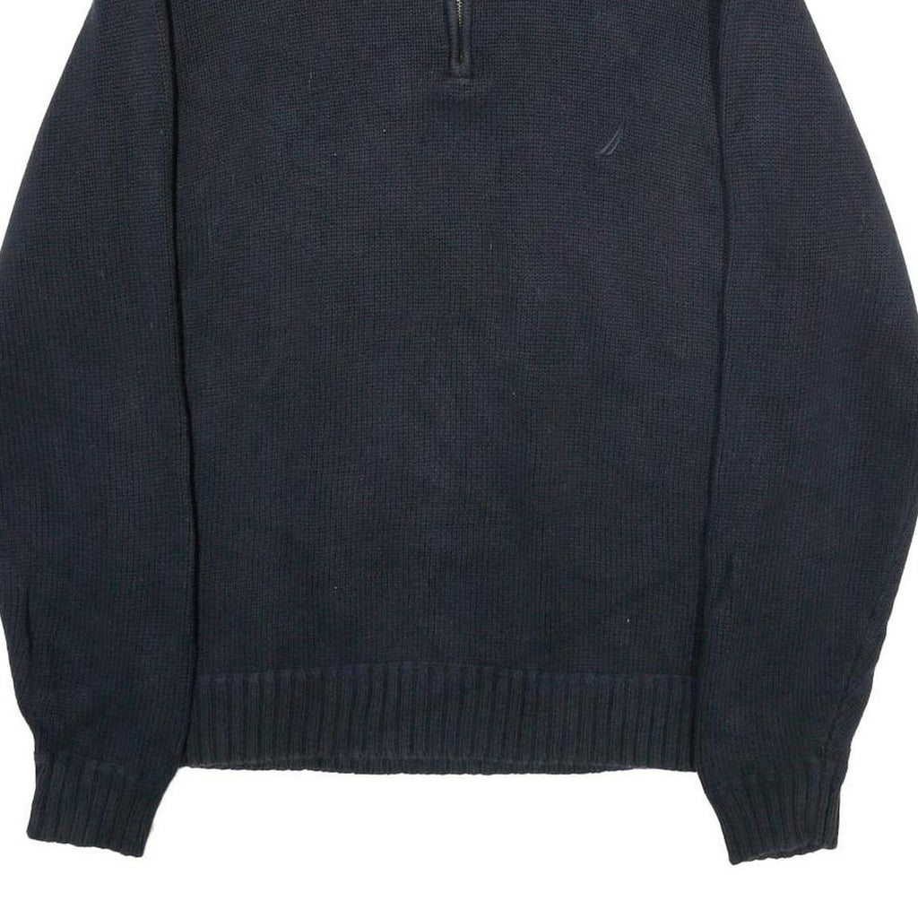 NAUTICA Mens Navy Blue Pullover Plain Crew Neck Basic Knit M Cotton Casual