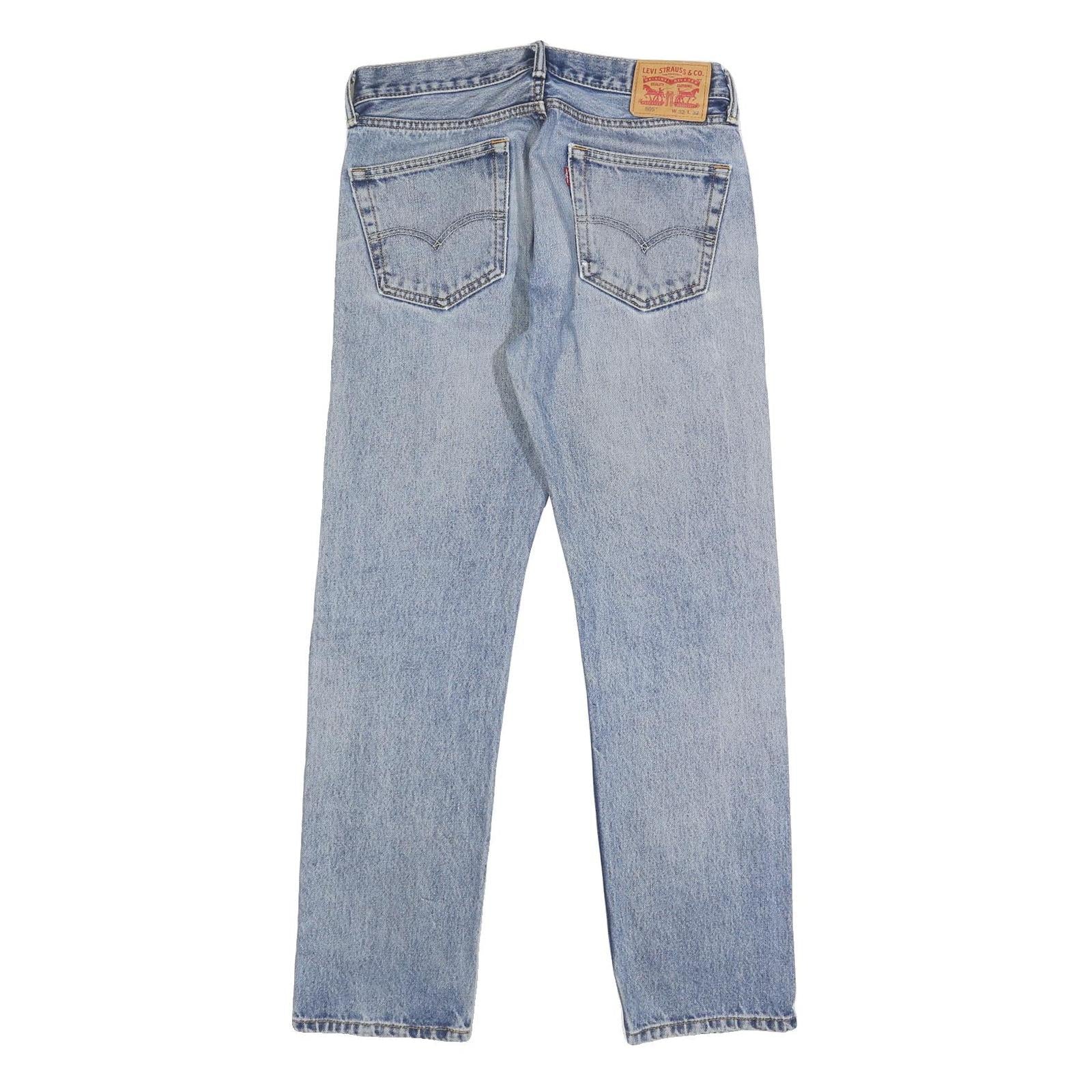 LEVI'S 505 Mens Jeans Blue Regular Straight Denim Medium Wash W32 L32 Classic