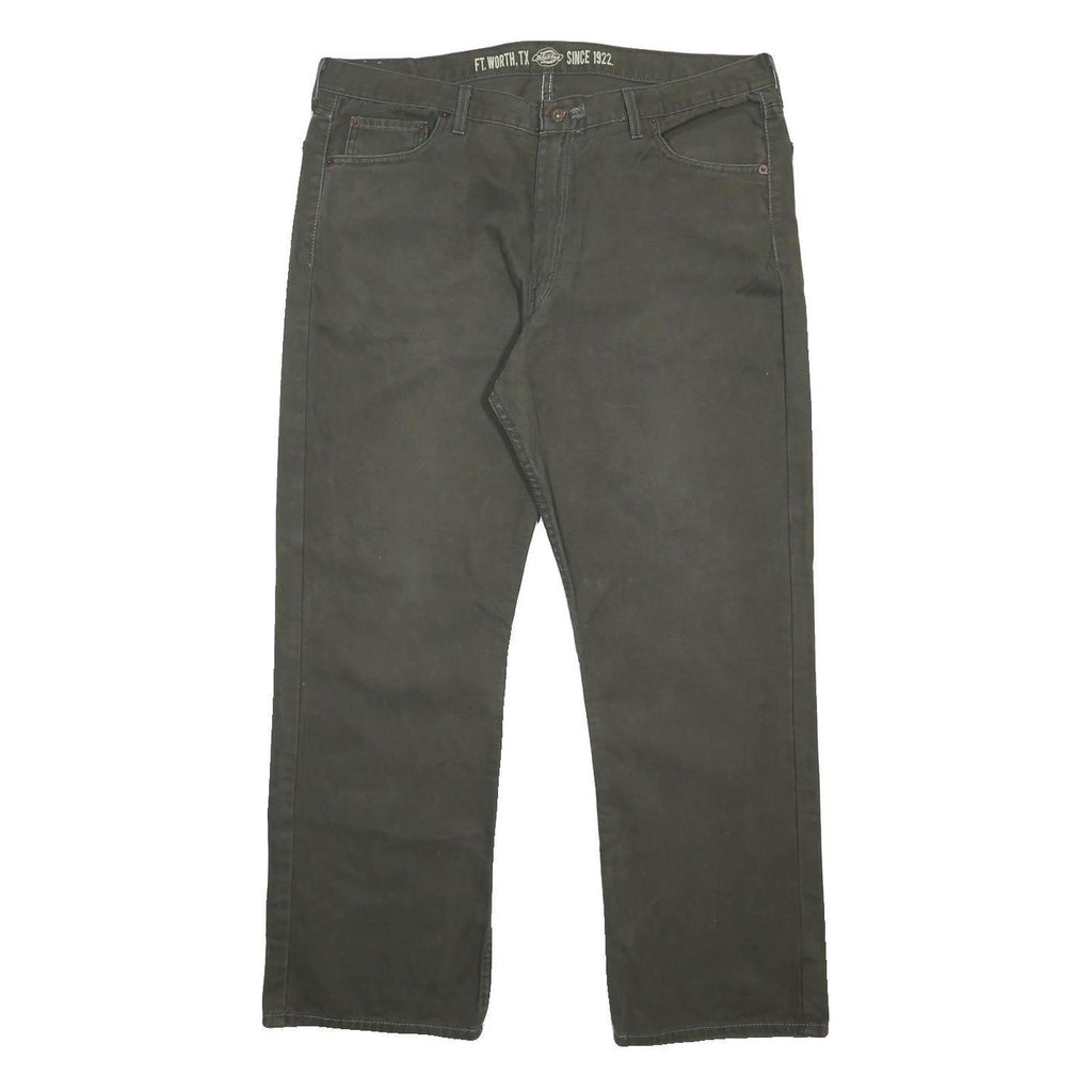DICKIES Mens Cotton Blend Relaxed Fit Straight Leg Trousers W40 L31 Dark Green