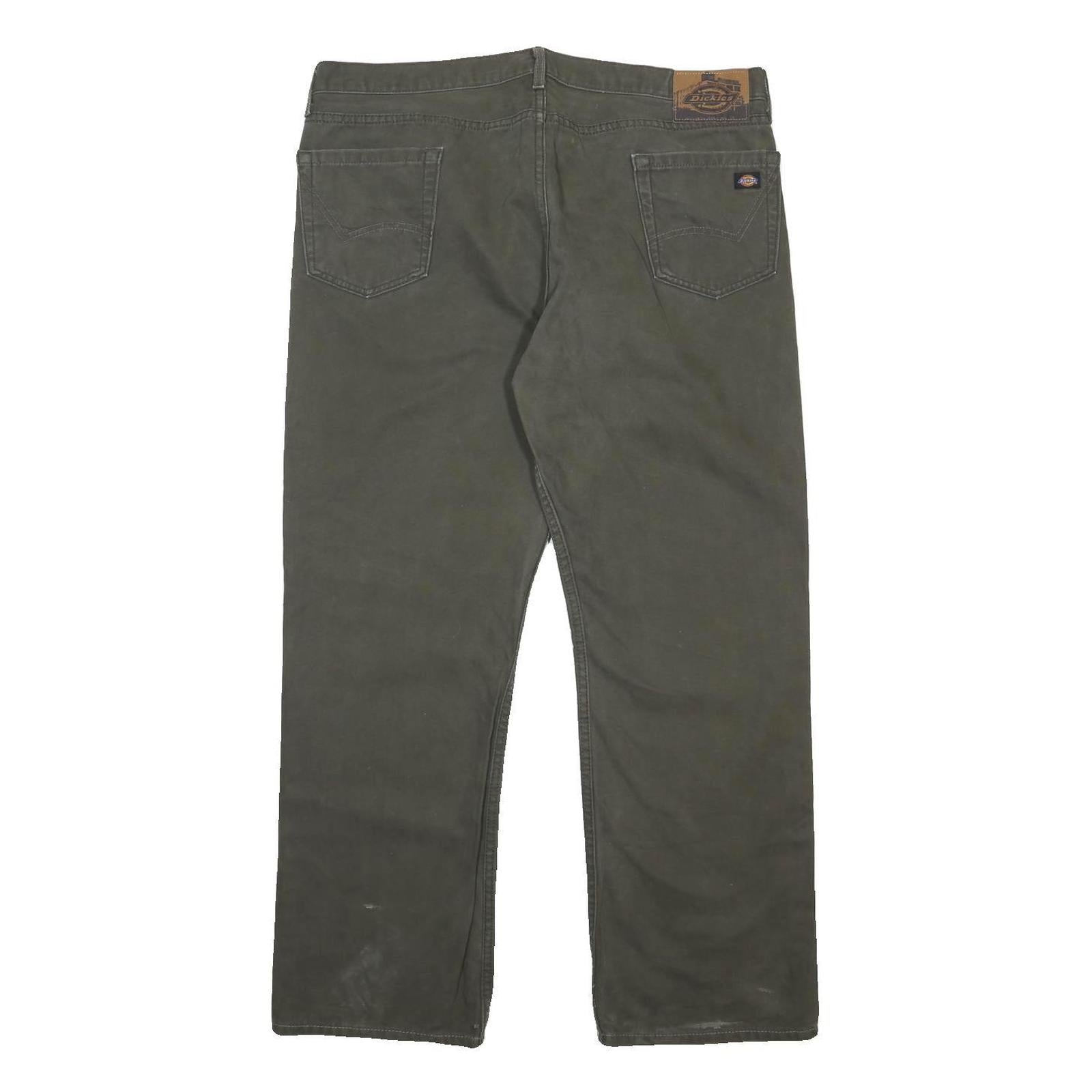 DICKIES Mens Cotton Blend Relaxed Fit Straight Leg Trousers W40 L31 Dark Green