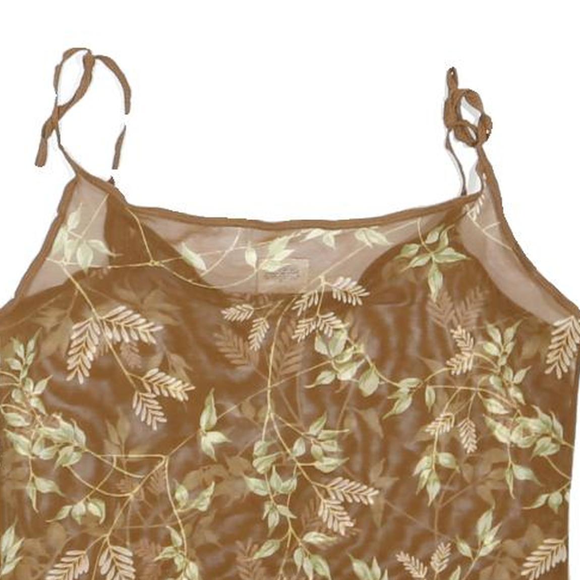 RALPH LAUREN Womens Brown Floral Printed Camisole Sleeveless M Polyester Blend