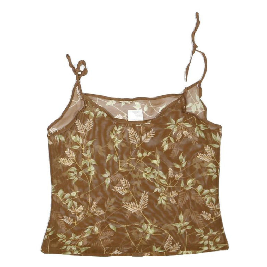 RALPH LAUREN Womens Brown Floral Printed Camisole Sleeveless M Polyester Blend