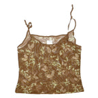 RALPH LAUREN Womens Brown Floral Printed Camisole Sleeveless M Polyester Blend