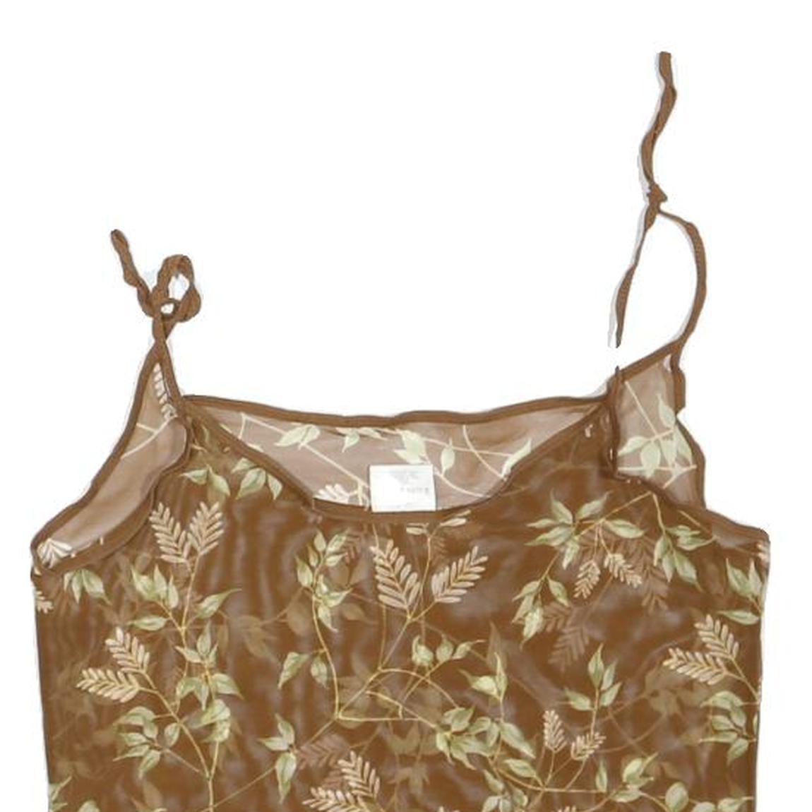 RALPH LAUREN Womens Brown Floral Printed Camisole Sleeveless M Polyester Blend