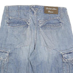 GREEN COAST Mens Denim Blue Cargo Shorts M W32 Lightweight Cotton Blend