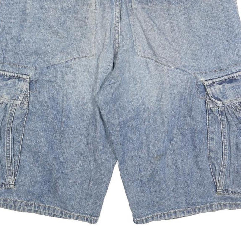 GREEN COAST Mens Denim Blue Cargo Shorts M W32 Lightweight Cotton Blend