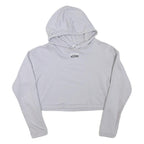 ADIDAS Womens Grey Hoodie Crop Top UK 8 Cotton Blend Casual Long Sleeve