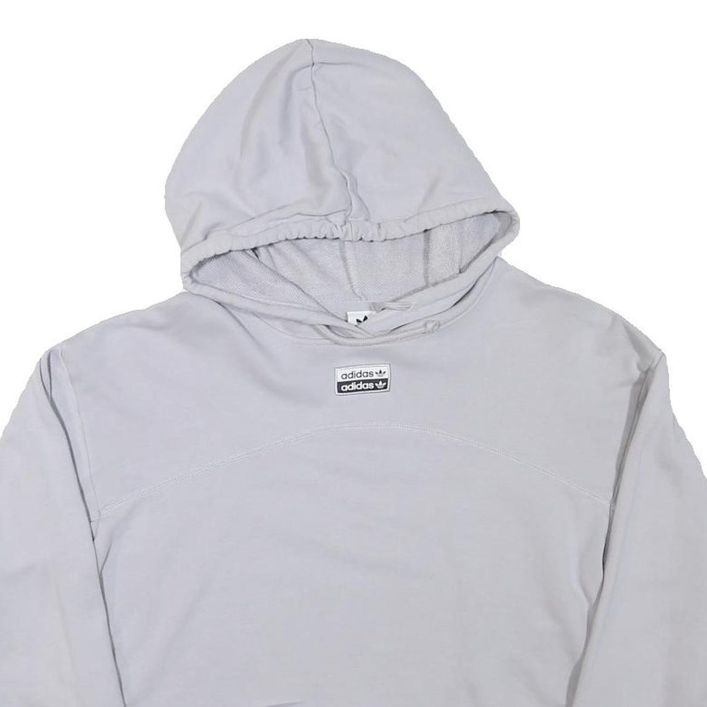 ADIDAS Womens Grey Hoodie Crop Top UK 8 Cotton Blend Casual Long Sleeve