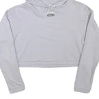 ADIDAS Womens Grey Hoodie Crop Top UK 8 Cotton Blend Casual Long Sleeve