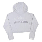 ADIDAS Womens Grey Hoodie Crop Top UK 8 Cotton Blend Casual Long Sleeve
