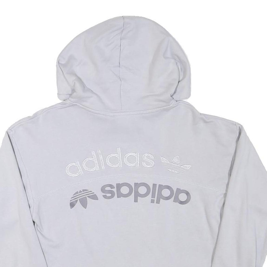 ADIDAS Womens Grey Hoodie Crop Top UK 8 Cotton Blend Casual Long Sleeve