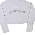 ADIDAS Womens Grey Hoodie Crop Top UK 8 Cotton Blend Casual Long Sleeve