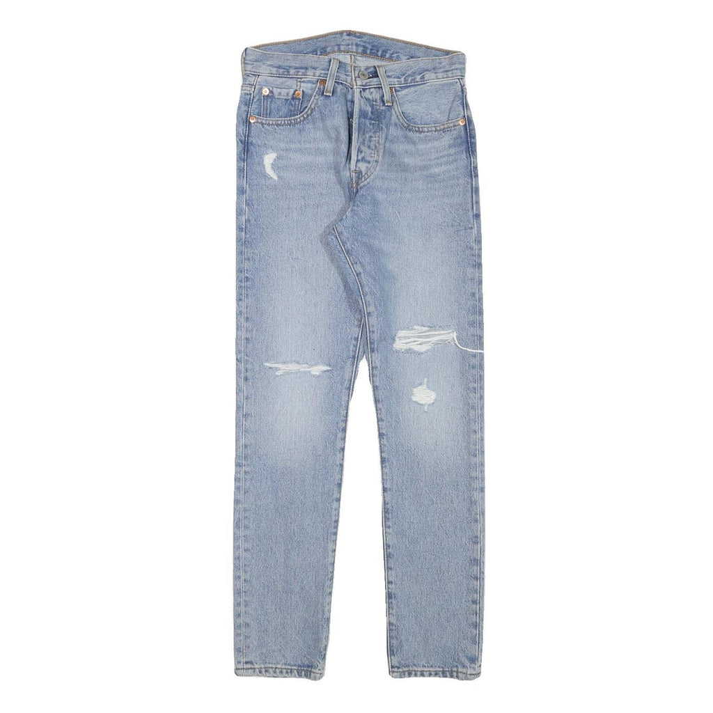 LEVI'S 501S Womens Jeans Blue Regular Straight Denim Light W26 L28 Distressed