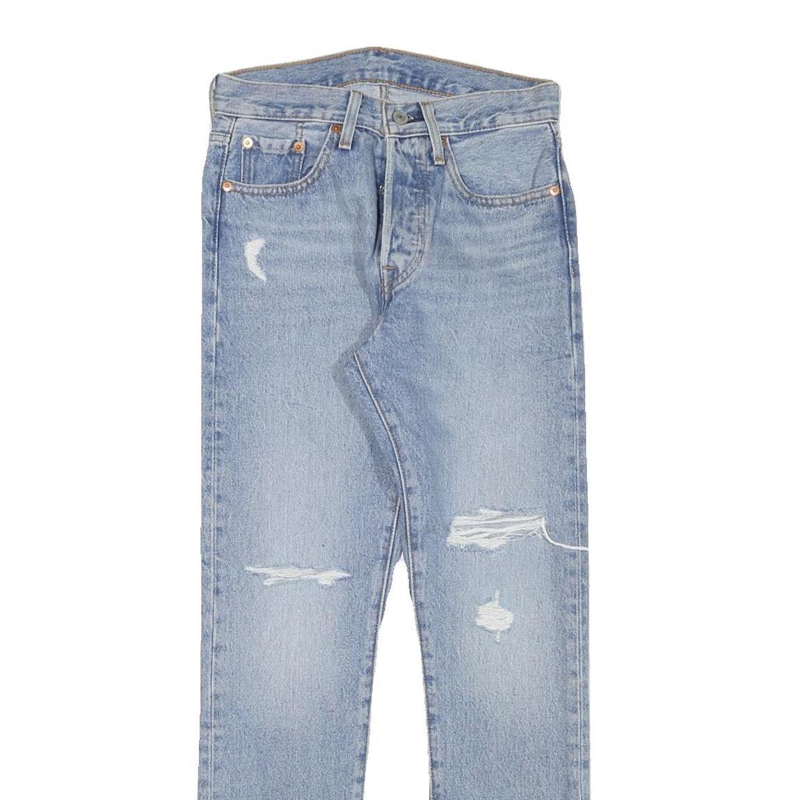 LEVI'S 501S Womens Jeans Blue Regular Straight Denim Light W26 L28 Distressed