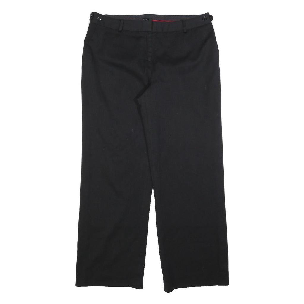HOBBS LONDON Womens Wool Blend Black Regular Fit Straight Leg Trousers W34 L32