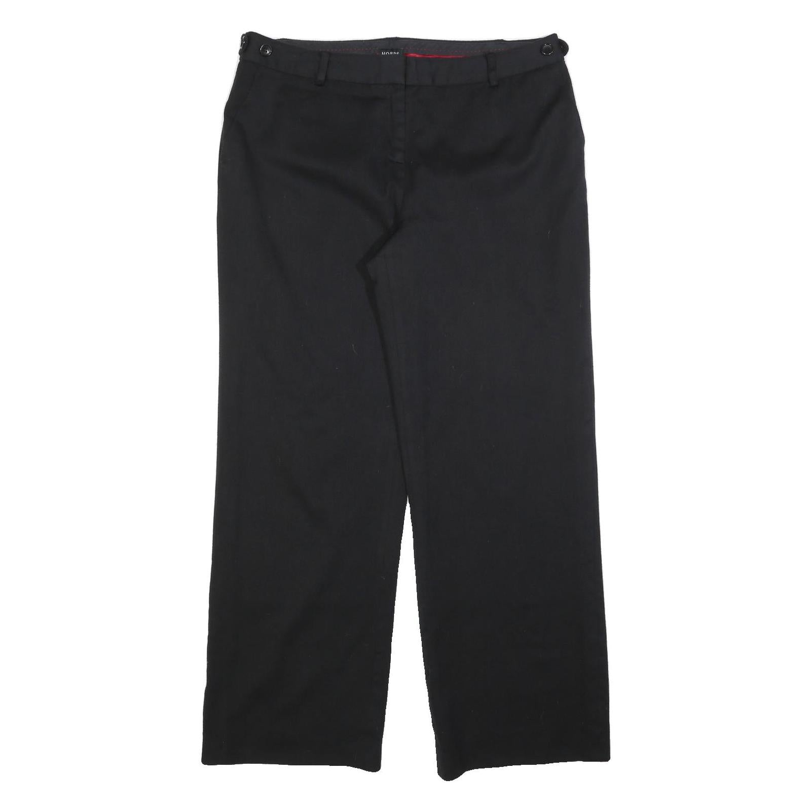 HOBBS LONDON Womens Wool Blend Black Regular Fit Straight Leg Trousers W34 L32