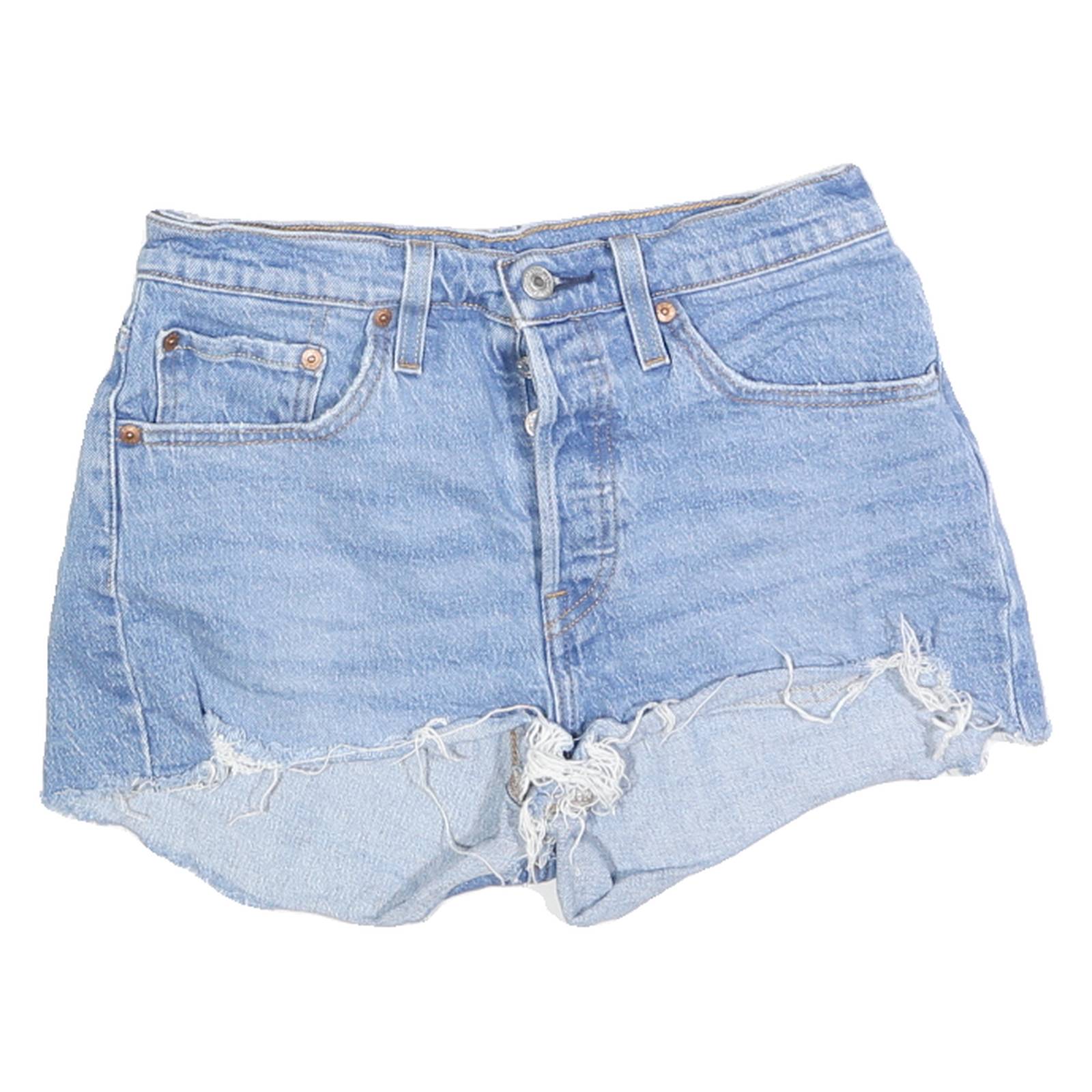 LEVI'S Womens Denim Blue Cut-Off Shorts S W27 Distressed Edge Casual Style