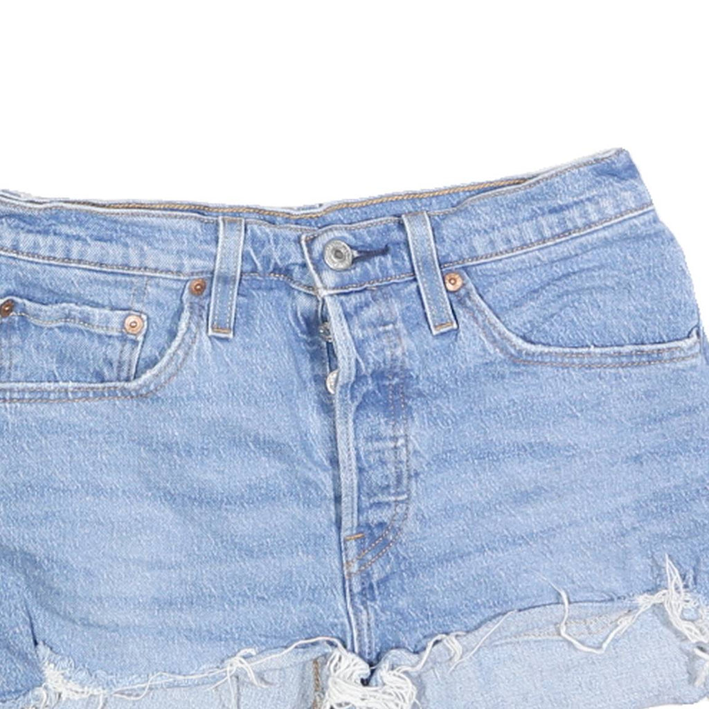 LEVI'S Womens Denim Blue Cut-Off Shorts S W27 Distressed Edge Casual Style