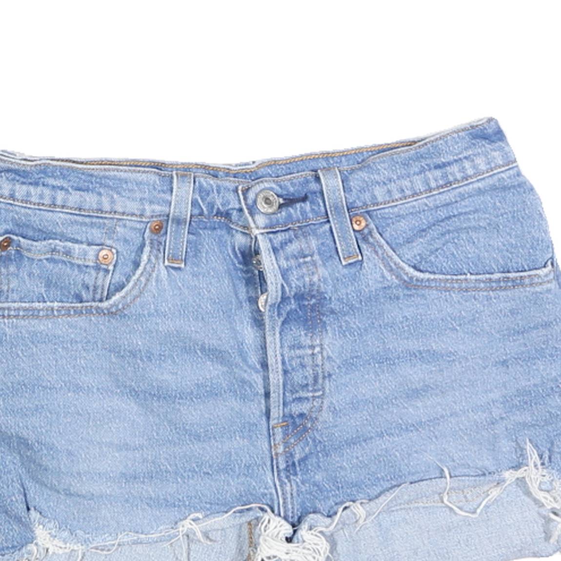 LEVI'S Womens Denim Blue Cut-Off Shorts S W27 Distressed Edge Casual Style