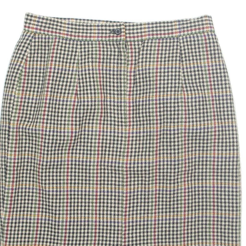 DAVID.N Womens Pencil Skirt Brown Midi Wool Check M