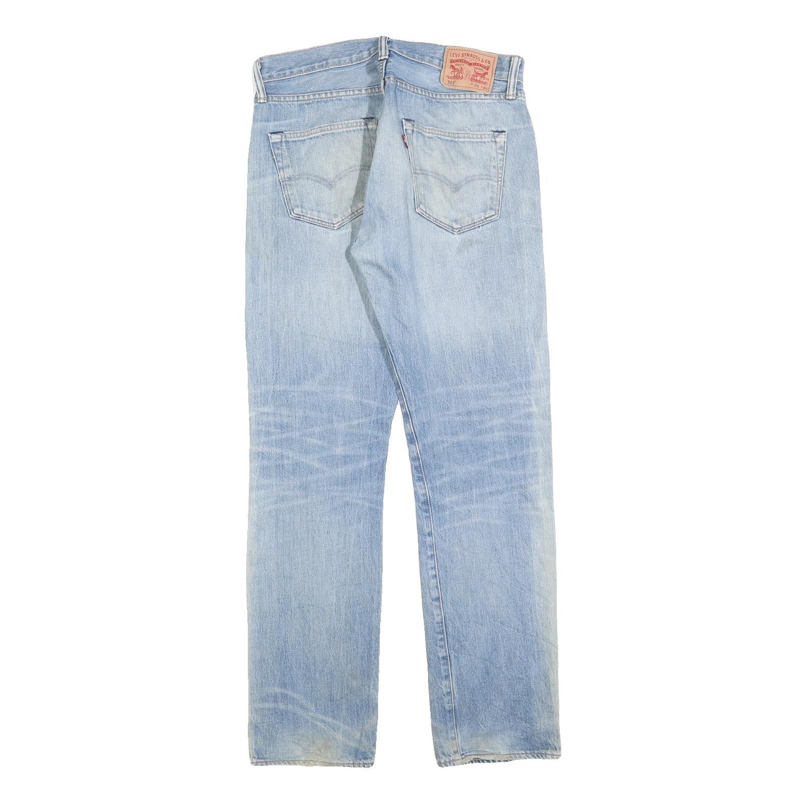 LEVI'S 501 Mens Jeans Blue Regular Straight Denim Light W34 L30 Classic Button