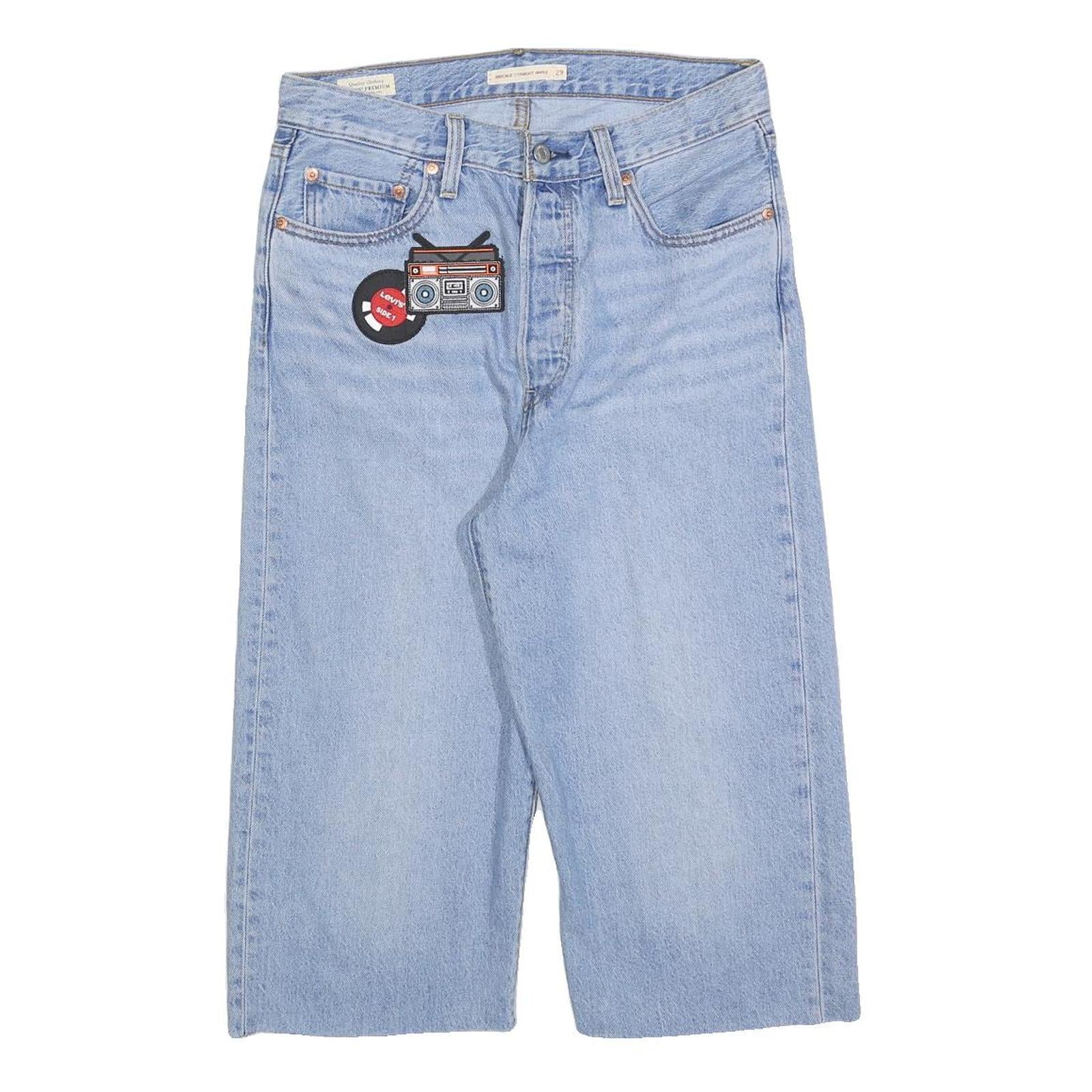 LEVI'S Womens Shorts Blue Cotton Blend Casual S W29 Vinyl Graphics