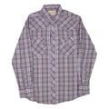 WRANGLER Mens Purple & Grey Plaid Cotton Blend Shirt M Western Button Long