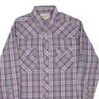 WRANGLER Mens Purple & Grey Plaid Cotton Blend Shirt M Western Button Long