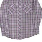 WRANGLER Mens Purple & Grey Plaid Cotton Blend Shirt M Western Button Long