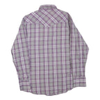 WRANGLER Mens Purple & Grey Plaid Cotton Blend Shirt M Western Button Long