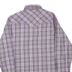 WRANGLER Mens Purple & Grey Plaid Cotton Blend Shirt M Western Button Long