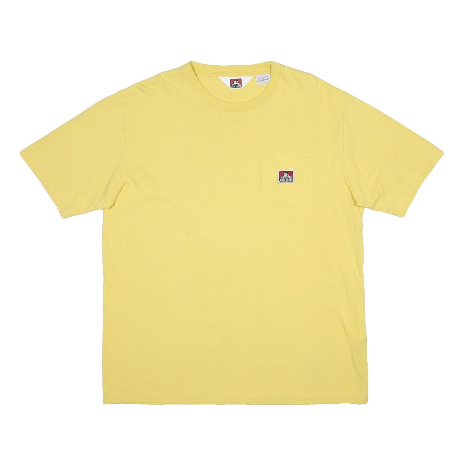 BEN DAVIS Mens Yellow Pocket T-Shirt XL Short Sleeve Crew Neck Cotton