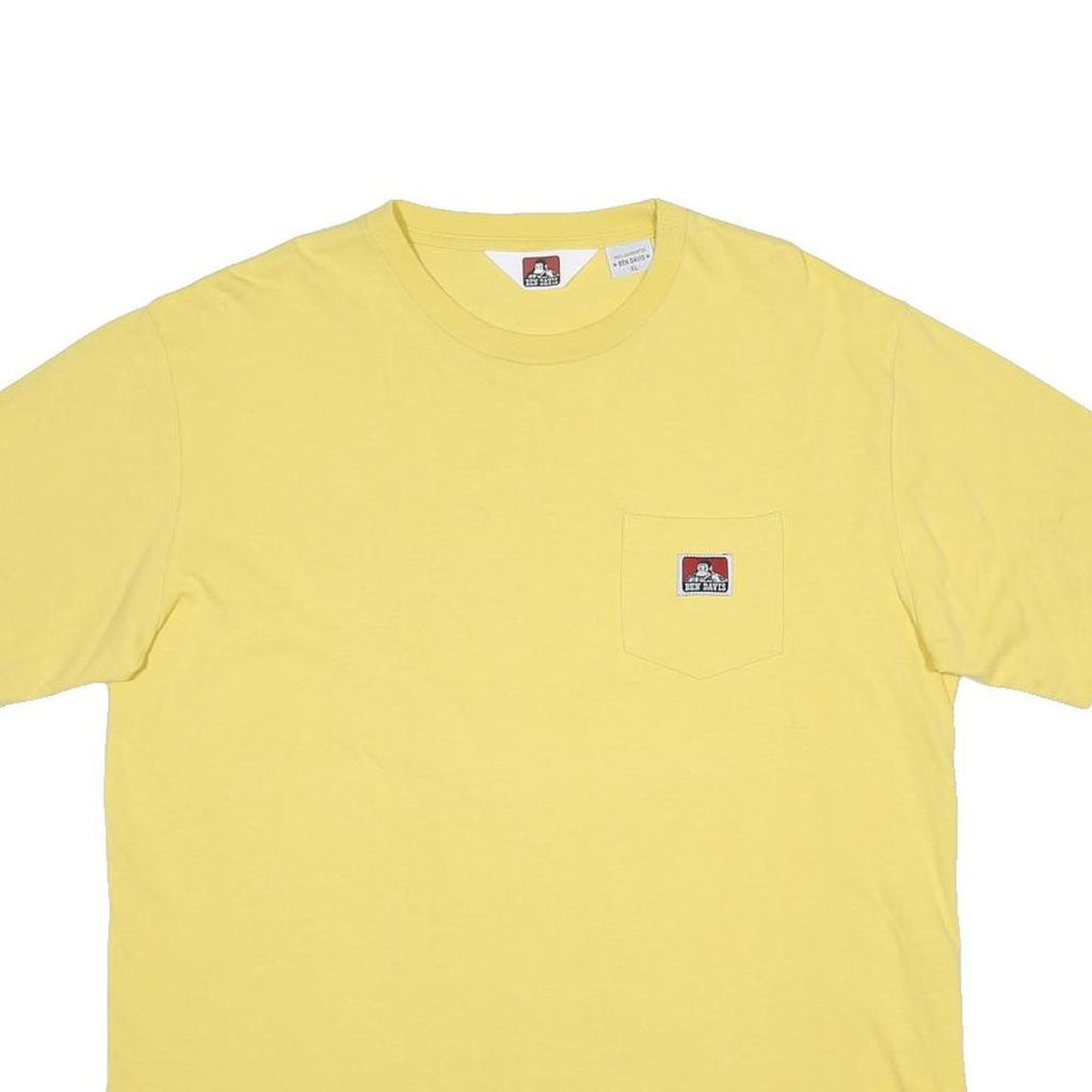 BEN DAVIS Mens Yellow Pocket T-Shirt XL Short Sleeve Crew Neck Cotton