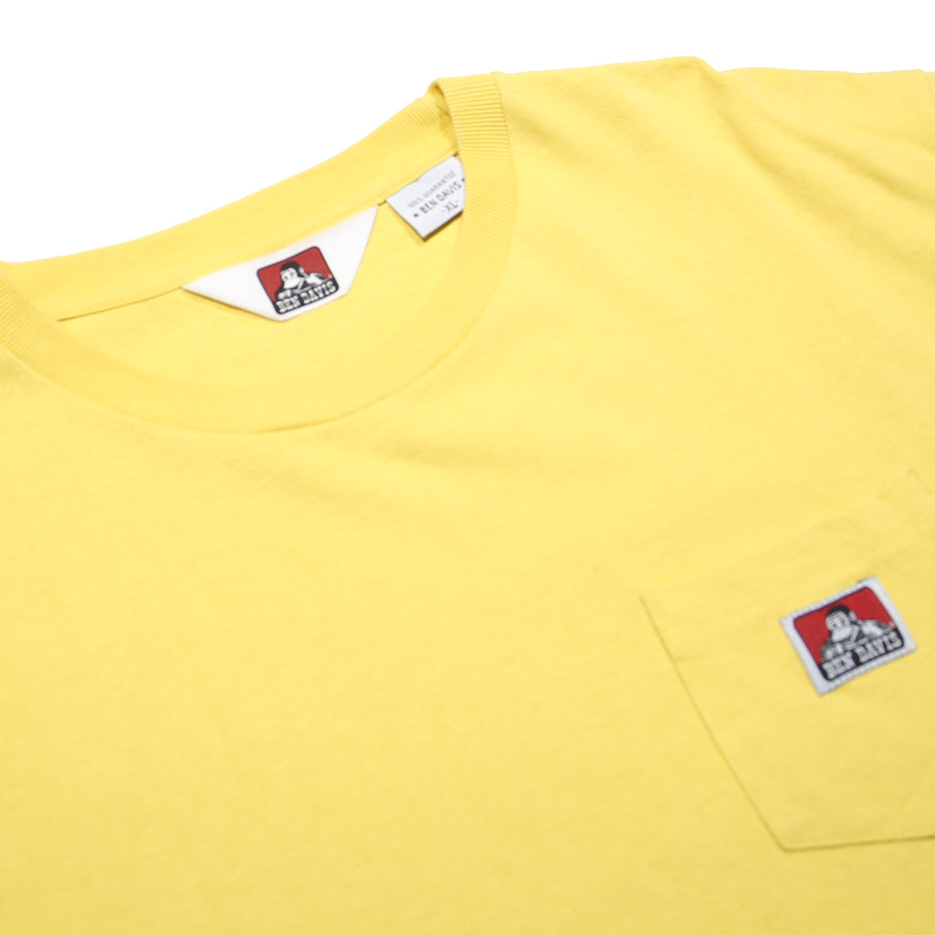 BEN DAVIS Mens Yellow Pocket T-Shirt XL Short Sleeve Crew Neck Cotton
