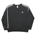 ADIDAS Womens Black & White Crew Neck L Sweatshirt Three Stripe Floral Detail