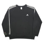 ADIDAS Womens Black & White Crew Neck L Sweatshirt Three Stripe Floral Detail