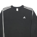 ADIDAS Womens Black & White Crew Neck L Sweatshirt Three Stripe Floral Detail