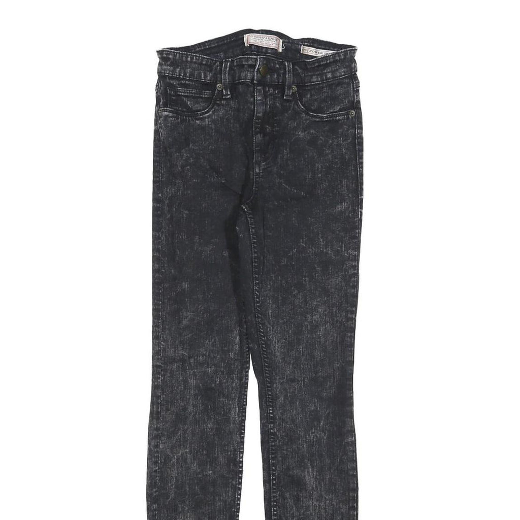 GUESS Womens Jeans Black Slim Skinny Denim Medium W24 L28 Stylish Zip Closure