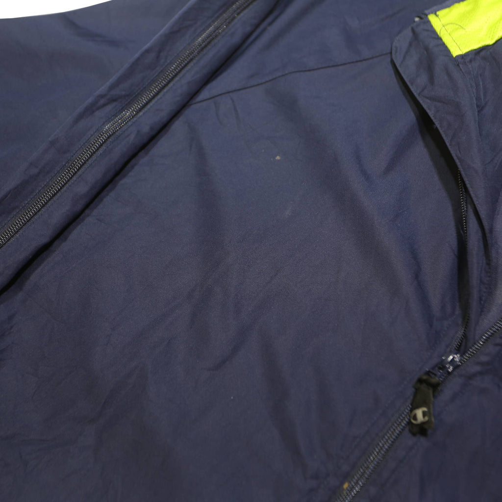 CHAMPION Mens Blue & Lime Lightweight Jacket L Polyester Blend Plain Zip