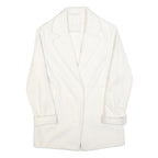 Womens White Button Jacket M Plain Classic M Length Elegant