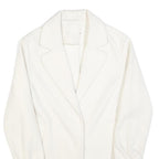 Womens White Button Jacket M Plain Classic M Length Elegant