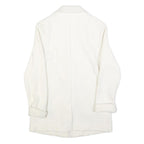 Womens White Button Jacket M Plain Classic M Length Elegant