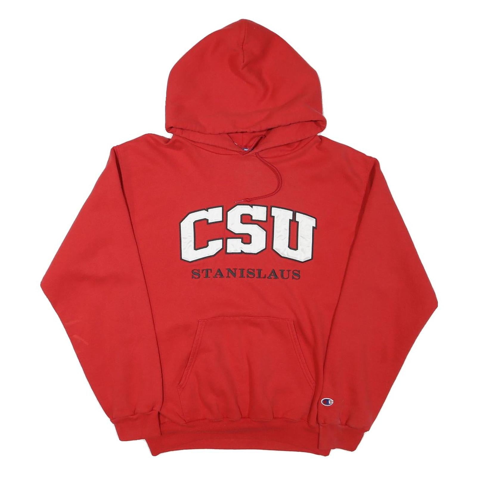 CHAMPION Mens Red CSU Stanislaus Pullover Hoodie M College Logo Sweatshirt