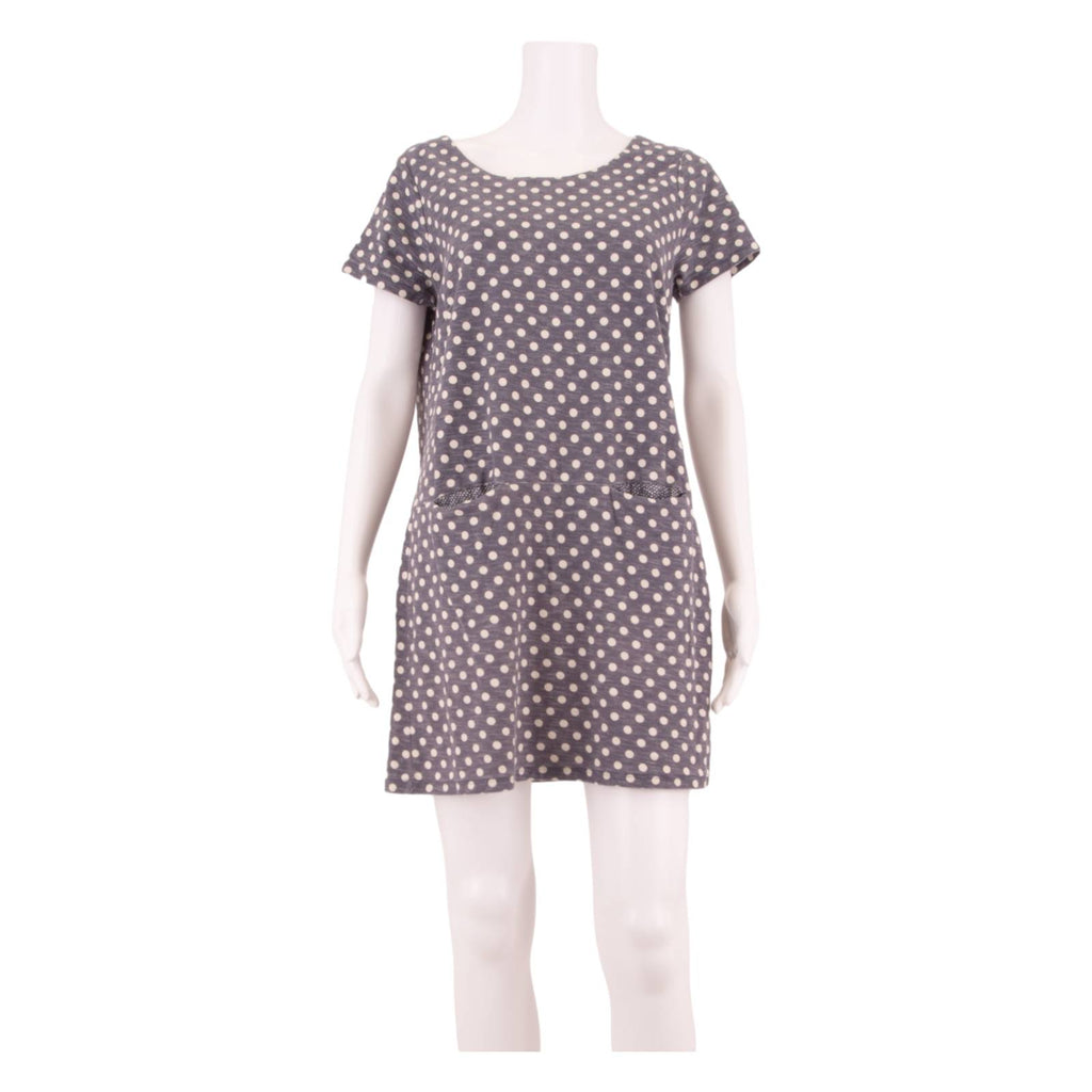 WHITE STUFF Womens Shift Dress Blue Spotted Short Sleeve Short UK 14