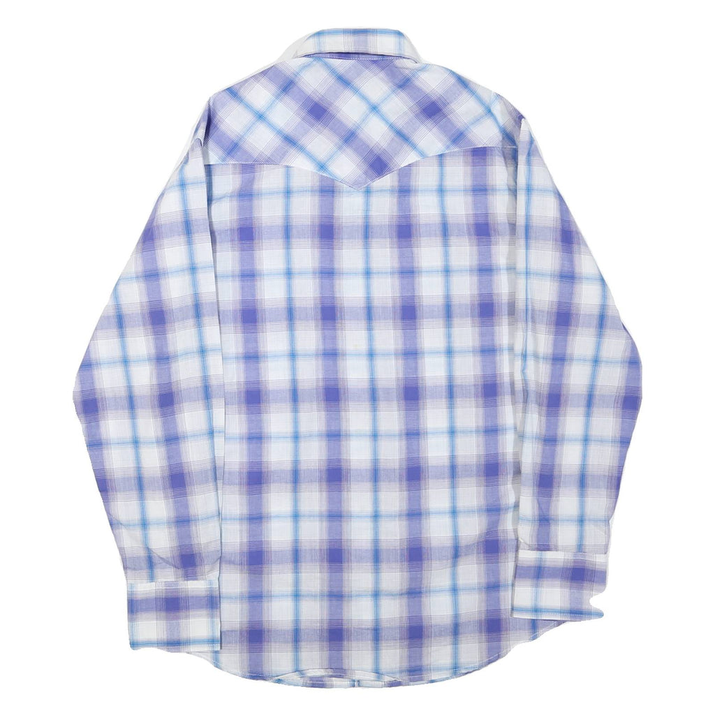WRANGLER Mens Blue & Purple Check Shirt M Western Casual Cotton Blend